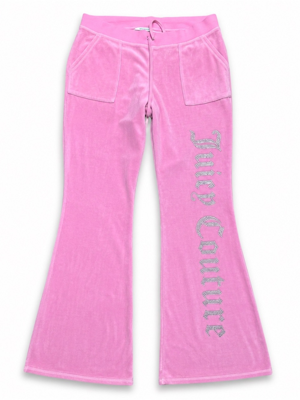 Juicy Couture Pink Velour Wide Leg Logo Pants